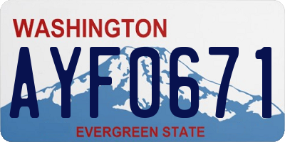 WA license plate AYF0671