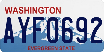 WA license plate AYF0692