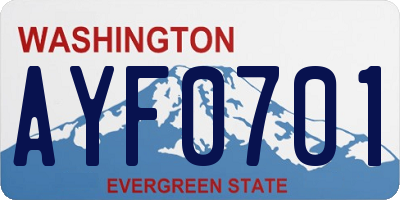WA license plate AYF0701