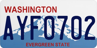 WA license plate AYF0702