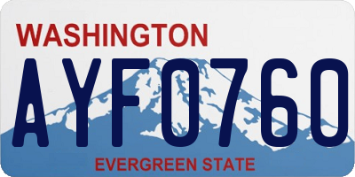 WA license plate AYF0760