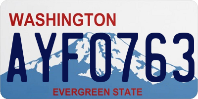 WA license plate AYF0763