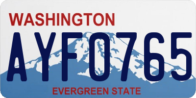 WA license plate AYF0765
