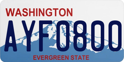 WA license plate AYF0800