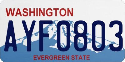 WA license plate AYF0803