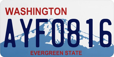 WA license plate AYF0816