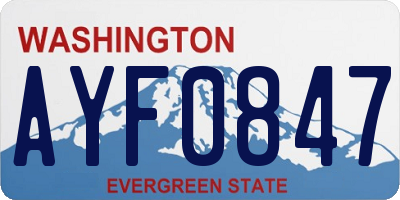 WA license plate AYF0847