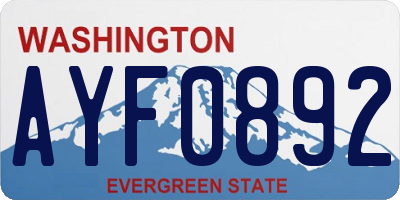 WA license plate AYF0892