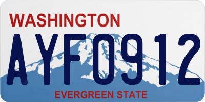 WA license plate AYF0912
