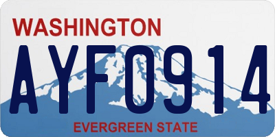 WA license plate AYF0914