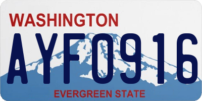 WA license plate AYF0916