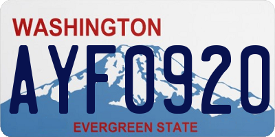 WA license plate AYF0920