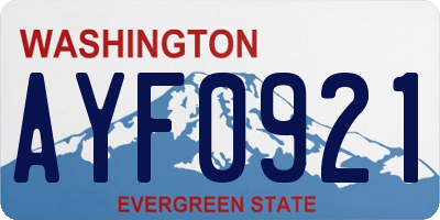 WA license plate AYF0921