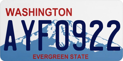 WA license plate AYF0922