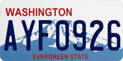 WA license plate AYF0926