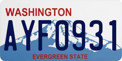WA license plate AYF0931