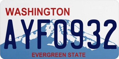 WA license plate AYF0932