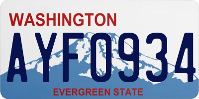 WA license plate AYF0934