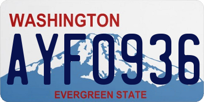WA license plate AYF0936