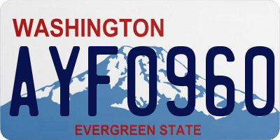 WA license plate AYF0960