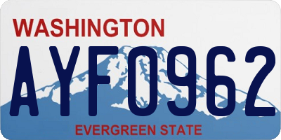 WA license plate AYF0962