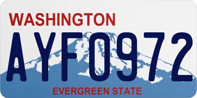 WA license plate AYF0972