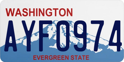 WA license plate AYF0974