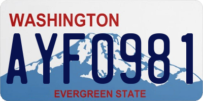 WA license plate AYF0981