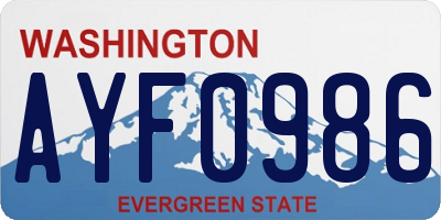 WA license plate AYF0986