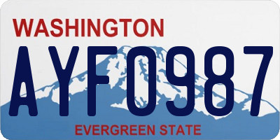 WA license plate AYF0987
