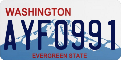 WA license plate AYF0991