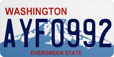 WA license plate AYF0992