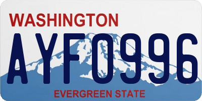 WA license plate AYF0996