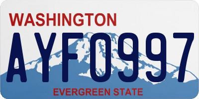 WA license plate AYF0997