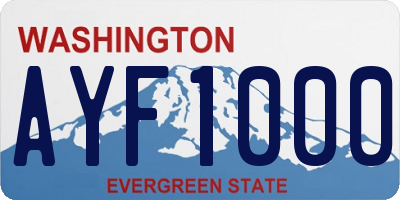 WA license plate AYF1000