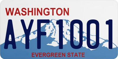 WA license plate AYF1001