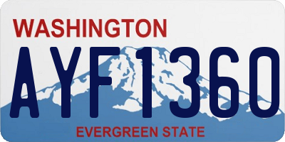 WA license plate AYF1360
