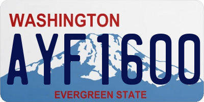 WA license plate AYF1600