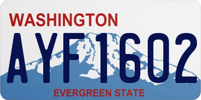 WA license plate AYF1602