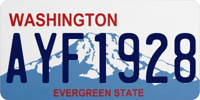 WA license plate AYF1928