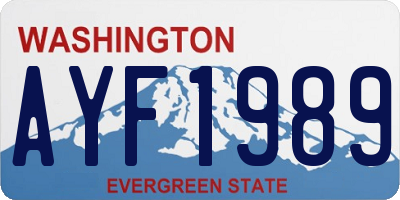 WA license plate AYF1989