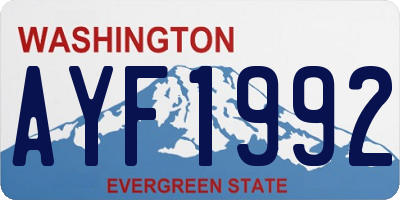 WA license plate AYF1992