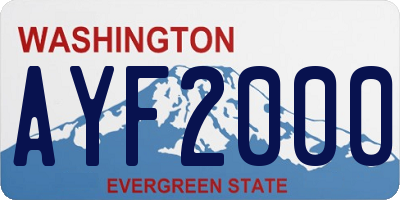 WA license plate AYF2000