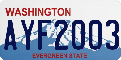 WA license plate AYF2003