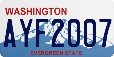 WA license plate AYF2007