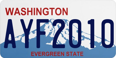 WA license plate AYF2010