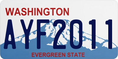 WA license plate AYF2011
