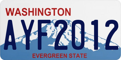 WA license plate AYF2012