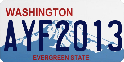 WA license plate AYF2013