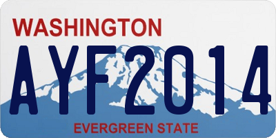 WA license plate AYF2014